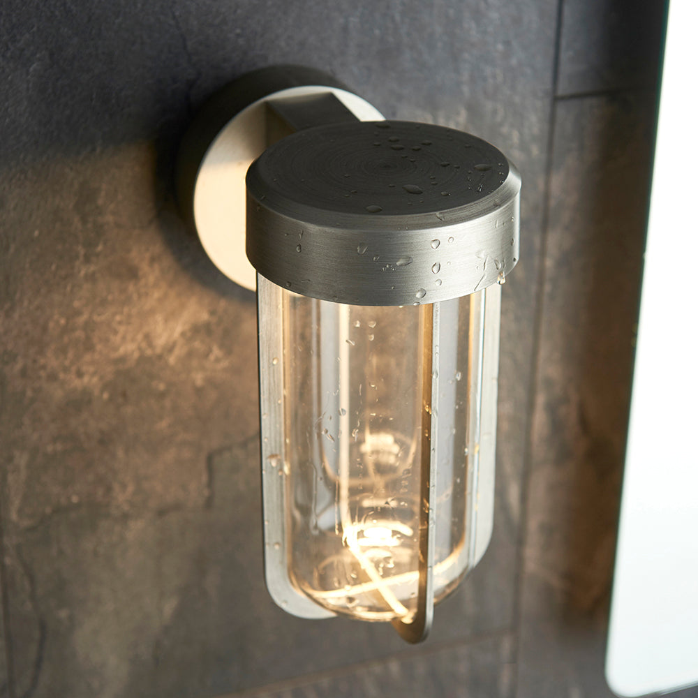 Die Cast IP44 LED Wall Light In Brushed Silver With Clear Glass - ID 11069 - LOW STOCK, PLEASE CALL