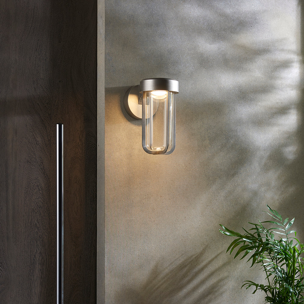 Die Cast IP44 LED Wall Light In Brushed Silver With Clear Glass - ID 11069 - LOW STOCK, PLEASE CALL