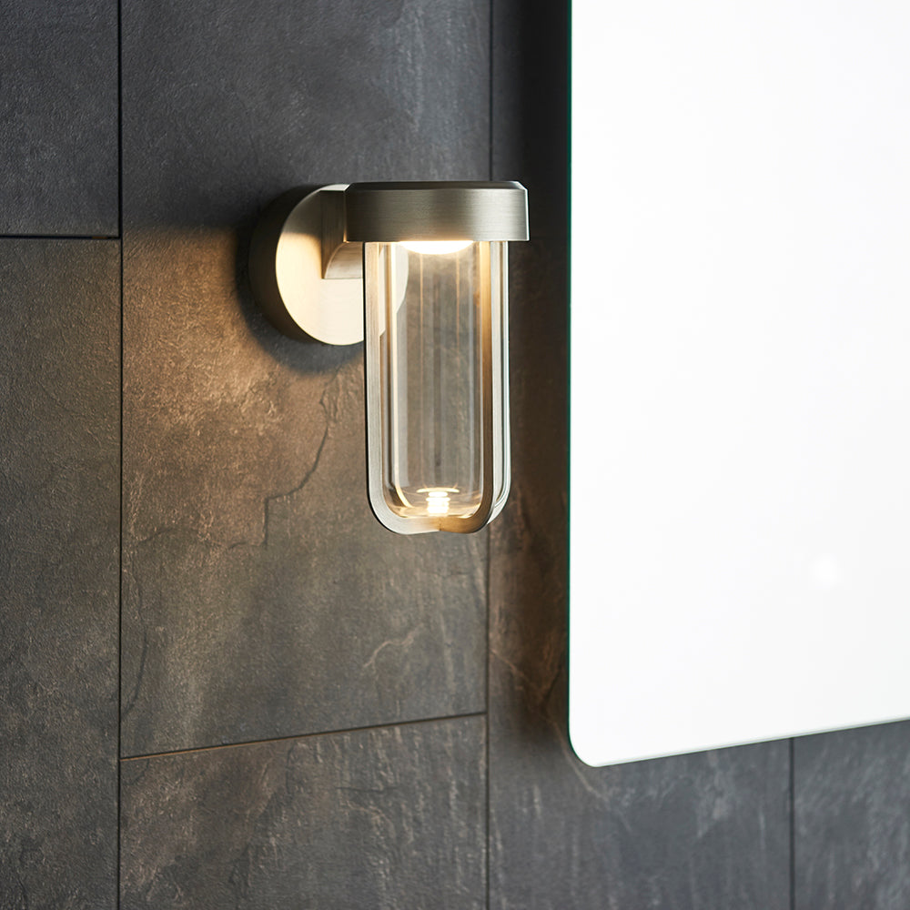Die Cast IP44 LED Wall Light In Brushed Silver With Clear Glass - ID 11069 - LOW STOCK, PLEASE CALL