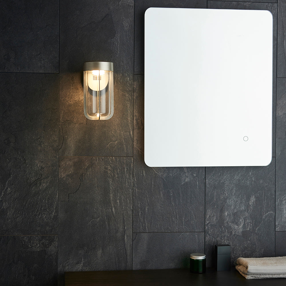 Die Cast IP44 LED Wall Light In Brushed Silver With Clear Glass - ID 11069 - LOW STOCK, PLEASE CALL