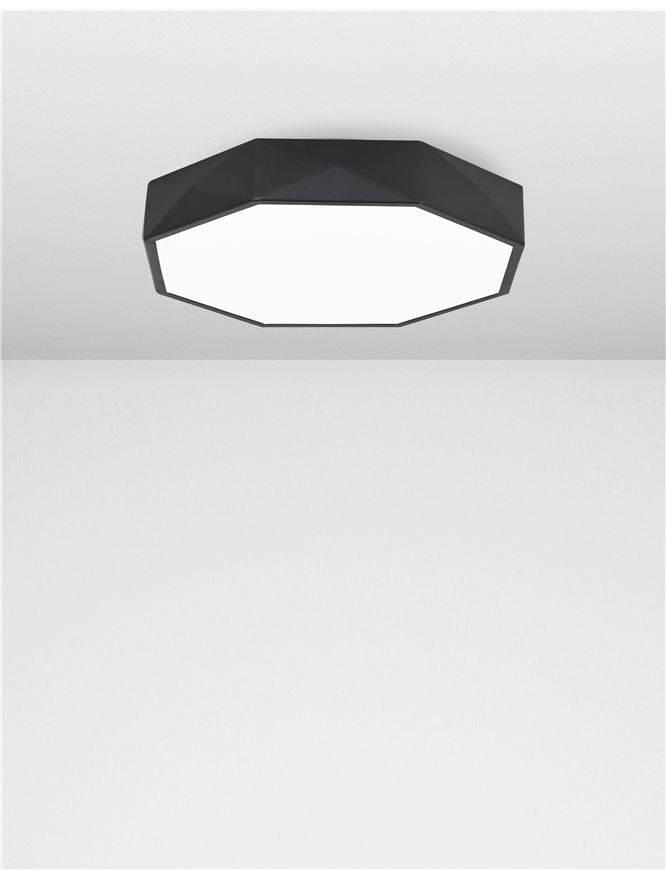 EBB Diffused Sandy Black Aluminium Angular Edge Ceiling Light - ID 10592