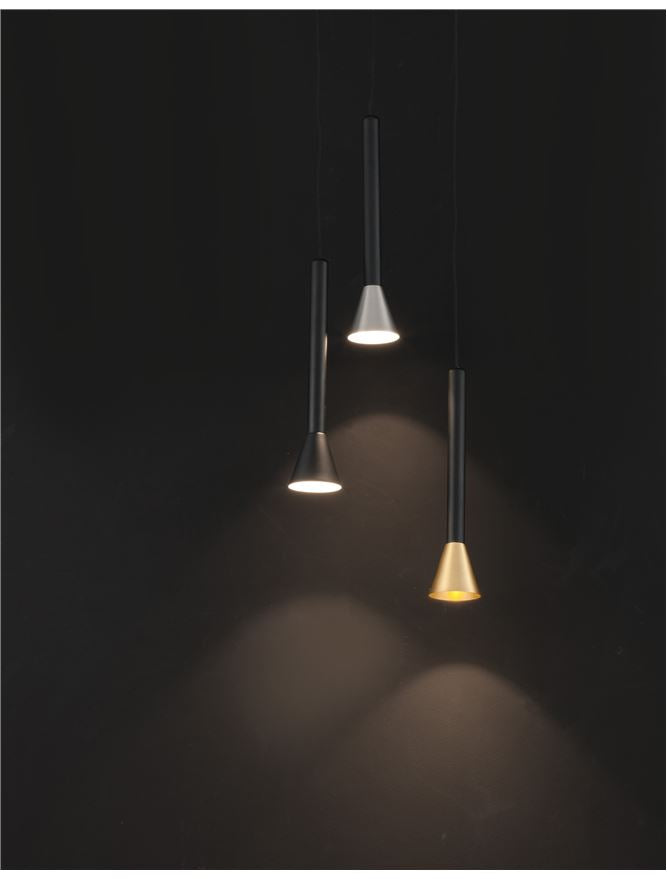 NAV Brass & Black Aluminium Cone Head Single Pendant - ID 10141