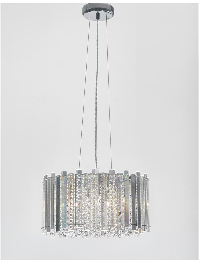 ELE Chrome Aluminium & K9 Crystal Adjustable Circular Pendant - ID 10486