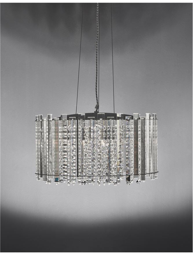 ELE Chrome Aluminium & K9 Crystal Adjustable Circular Pendant - ID 10486