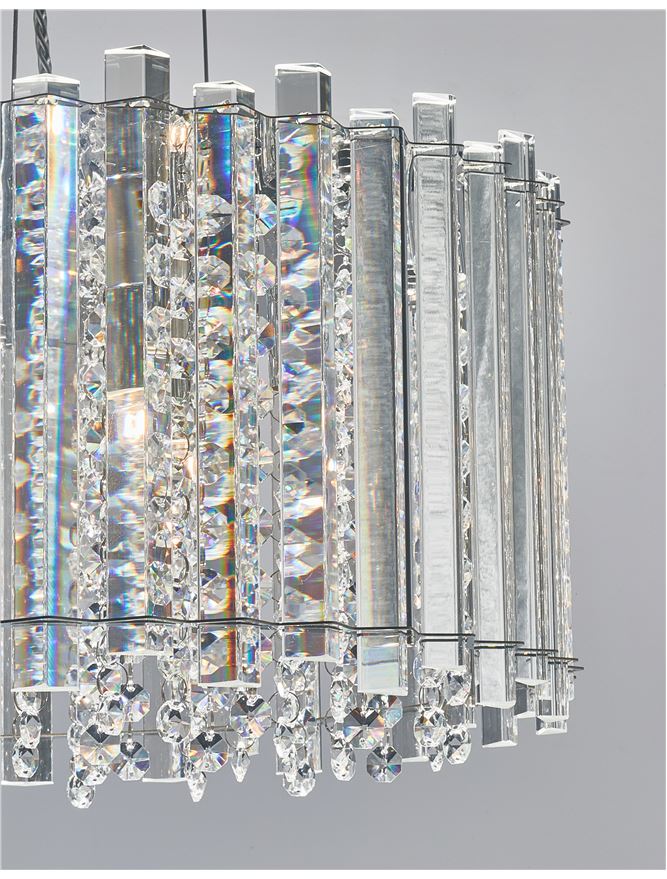 ELE Chrome Aluminium & K9 Crystal Adjustable Circular Pendant - ID 10486