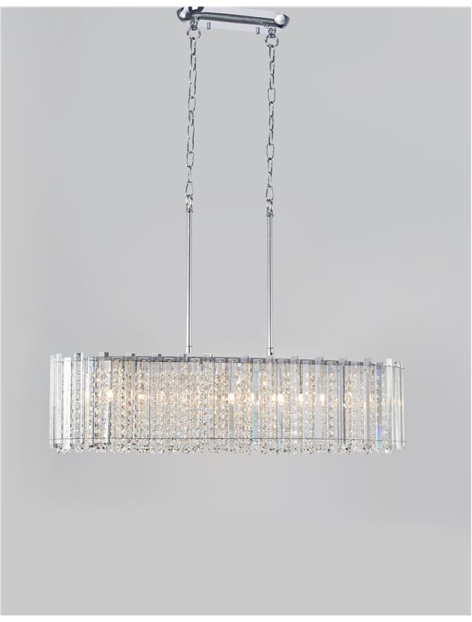 ELE Chrome Aluminium & K9 Crystal Adjustable Oval Pendant - ID 10485