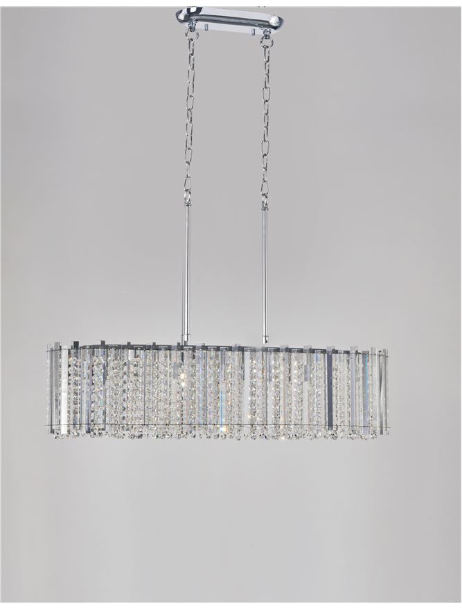 ELE Chrome Aluminium & K9 Crystal Adjustable Oval Pendant - ID 10485