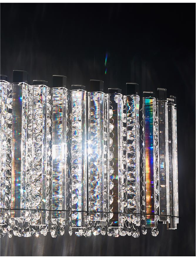ELE Chrome Aluminium & K9 Crystal Adjustable Oval Pendant - ID 10485