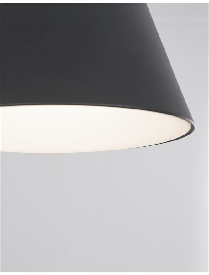 VOL Black Metal Tapered Drum With Acrylic Diffused Inner Pendant - ID 10447