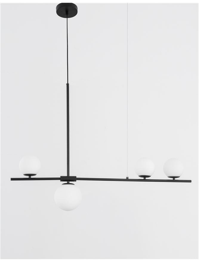 IMP Black Metal & Opal Orb 4 Light Ceiling Light - ID 10651