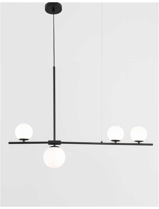 IMP Black Metal & Opal Orb 4 Light Ceiling Light - ID 10651