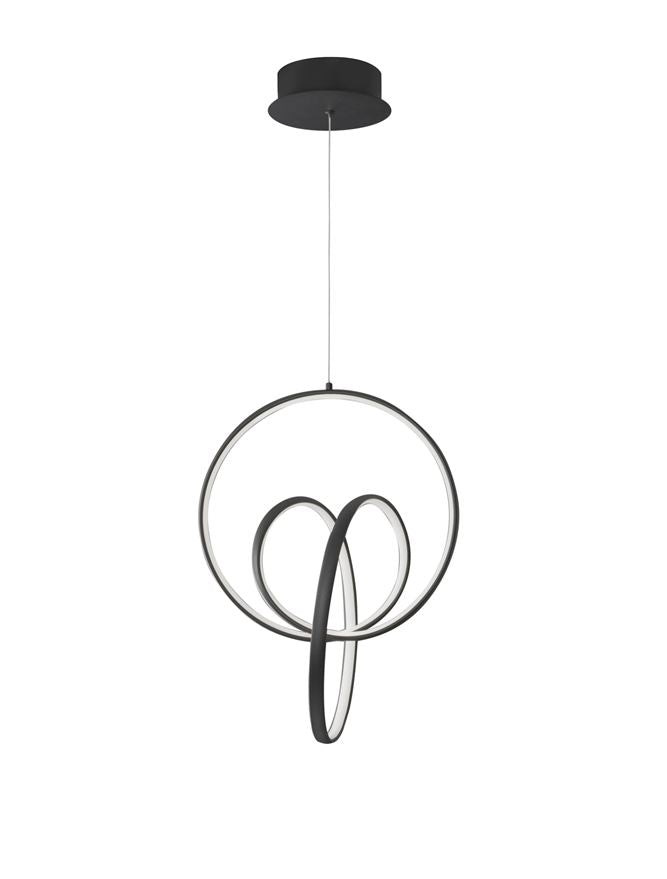 RIN Black Aluminium & Acrylic Knot Swirl Single Pendant - ID 10458