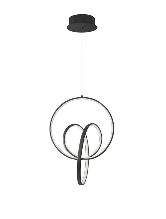 RIN Black Aluminium & Acrylic Knot Swirl Single Pendant - ID 10458