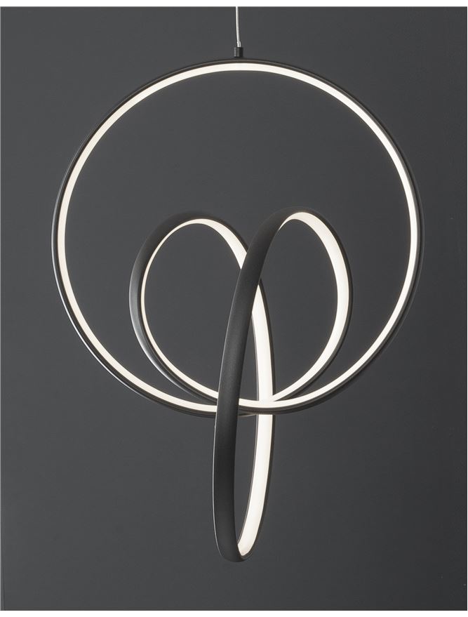 RIN Black Aluminium & Acrylic Knot Swirl Single Pendant - ID 10458