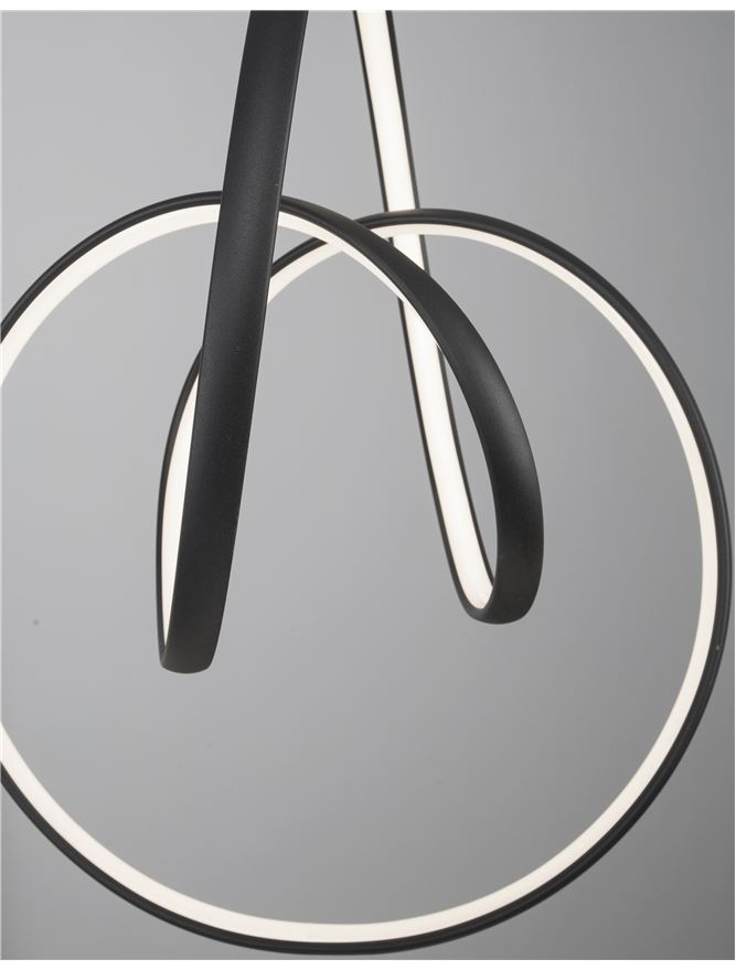 RIN Black Aluminium & Acrylic Knot Swirl Single Pendant - ID 10458
