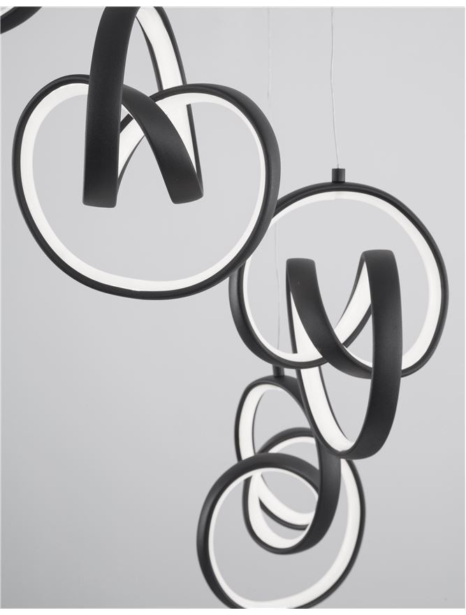 RIN Black Aluminium & Acrylic Knot Swirl Five Drop Cluster Pendant - ID 10456