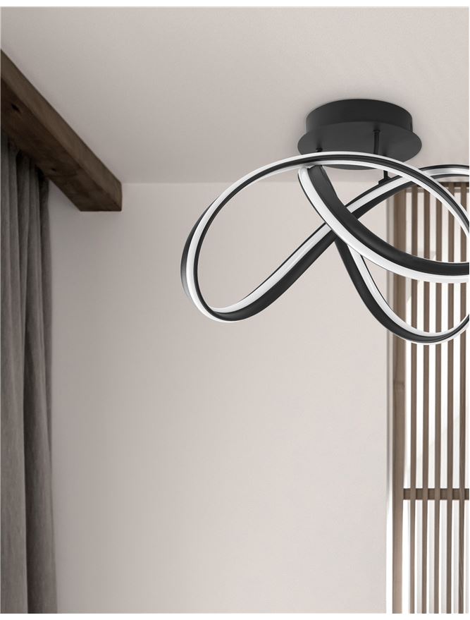 TRU Dimmable Sandy Black Aluminium & Acrylic Knot Ceiling Light - ID 10363