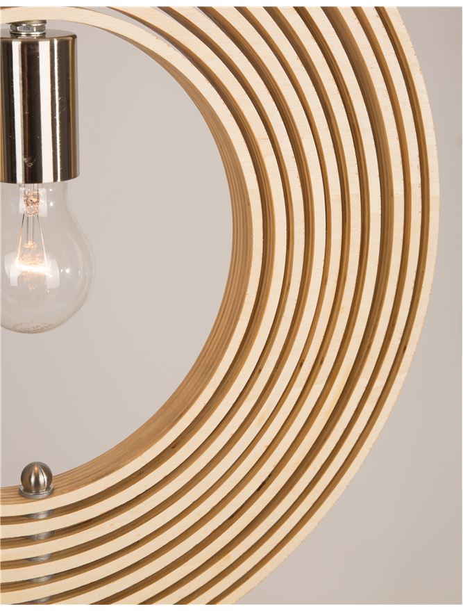 ASC Natural Wood & Dark Brown Fabric Cable Jumble Arrangement Single Pendant - ID 10440