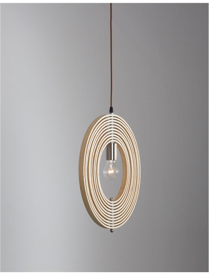 ASC Natural Wood & Dark Brown Fabric Cable Jumble Arrangement Single Pendant - ID 10440