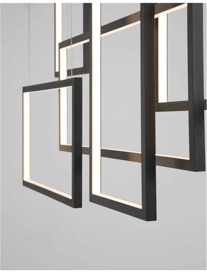 COR Sandy Black Aluminium & Acrylic Squaretangle Linear Bar Pendant - ID 10143