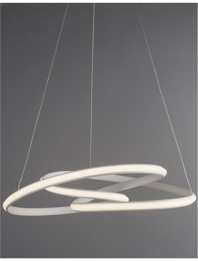 MENT Dimmable Sandy White Aluminium & Acrylic Knotted Swirl Pendant - ID 10454