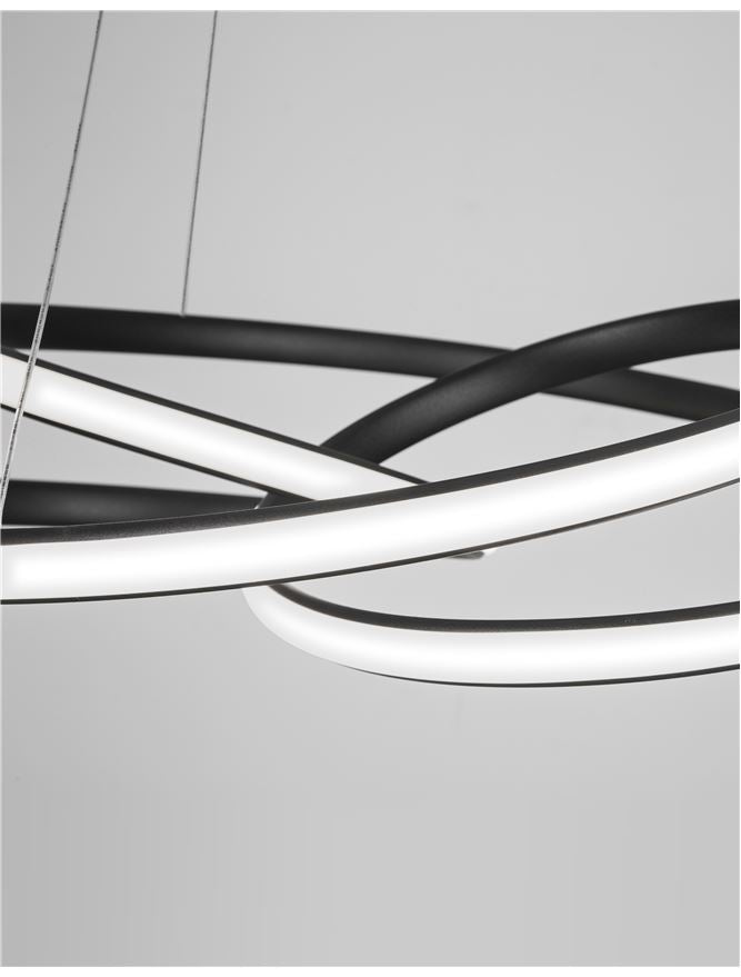 MENT Dimmable Sandy Black Aluminium & Acrylic Knotted Swirl Pendant - ID 10453