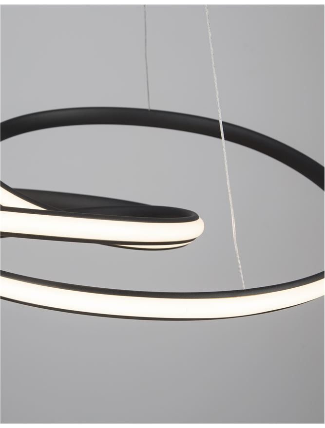 MENT Dimmable Sandy Black Aluminium & Acrylic Knotted Swirl Pendant - ID 10453