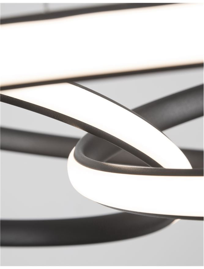 MENT Dimmable Sandy Black Aluminium & Acrylic Knotted Swirl Pendant - ID 10453