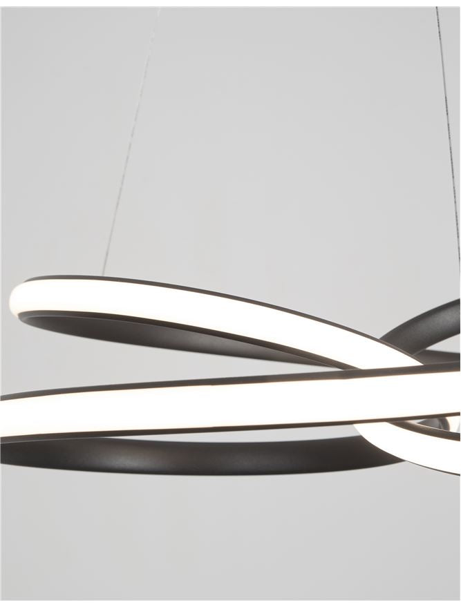 MENT Dimmable Sandy Black Aluminium & Acrylic Knotted Swirl Pendant - ID 10453