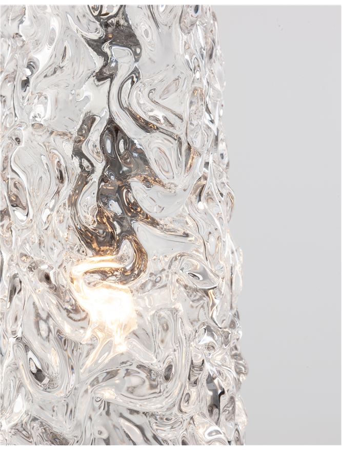 KOV Clear Structured Glass & Brushed Gold Steel Single Pendant - ID 10550