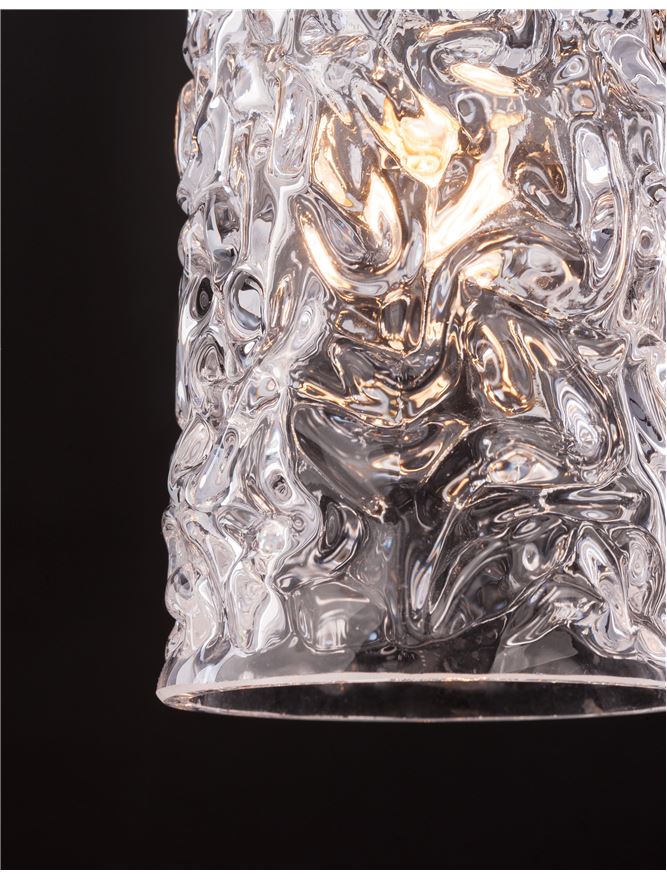 KOV Clear Structured Glass & Brushed Gold Steel Single Pendant - ID 10550