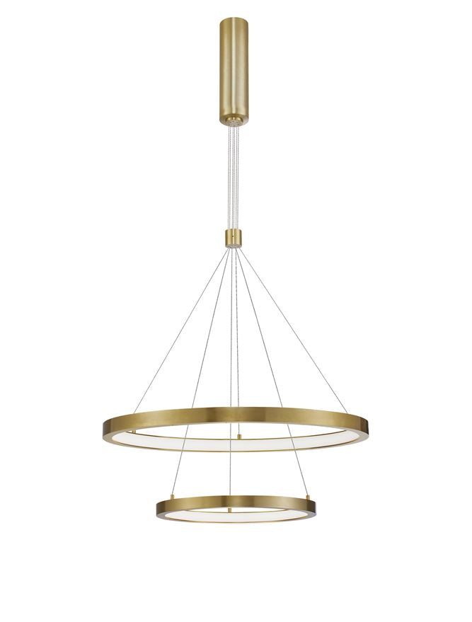 EMP Dimmable Brass Gold Aluminium & Acrylic Twin Ring Pendant - ID 10196