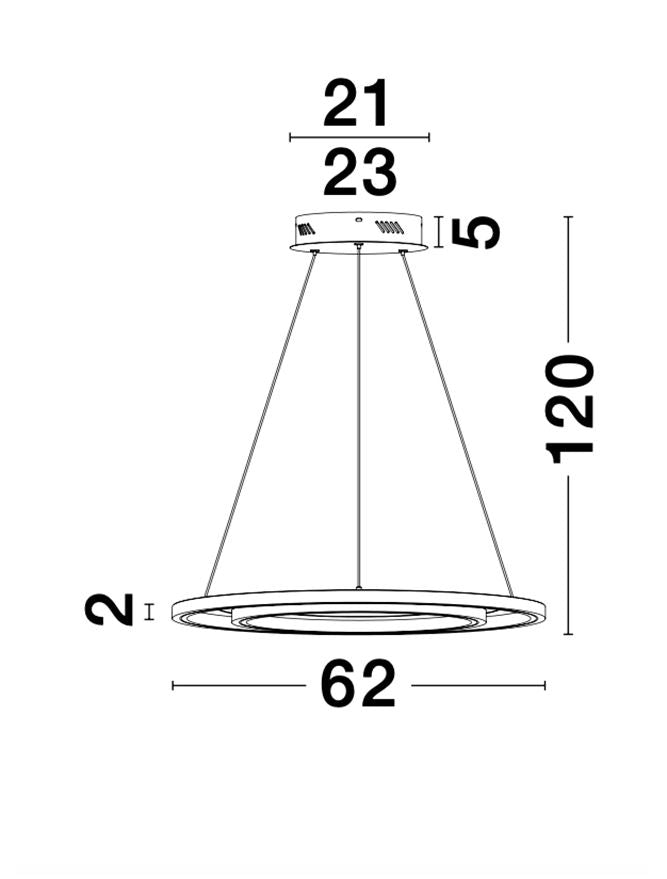 GAL Chrome Aluminium & Acrylic Dimmable Galactic Rings Pendant Small - ID 10473