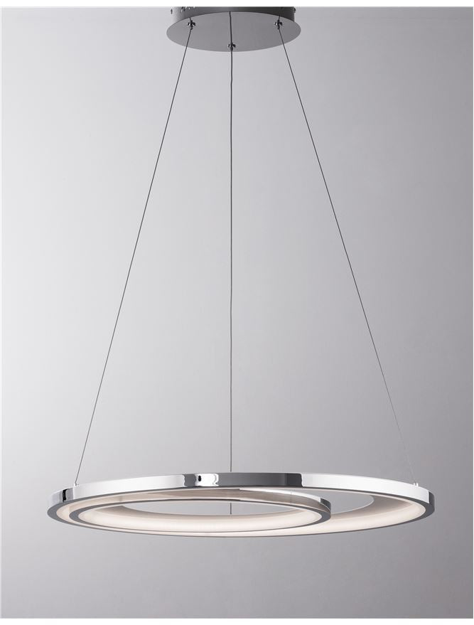 GAL Chrome Aluminium & Acrylic Dimmable Galactic Rings Pendant Small - ID 10473
