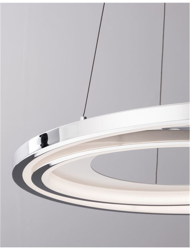 GAL Chrome Aluminium & Acrylic Dimmable Galactic Rings Pendant Small - ID 10473