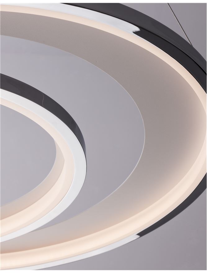 GAL Chrome Aluminium & Acrylic Dimmable Galactic Rings Pendant Small - ID 10473