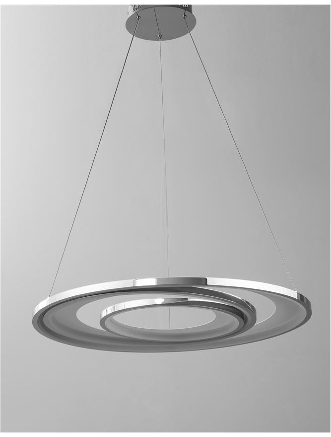 GAL Chrome Aluminium & Acrylic Dimmable Galactic Rings Pendant Large - ID 10474