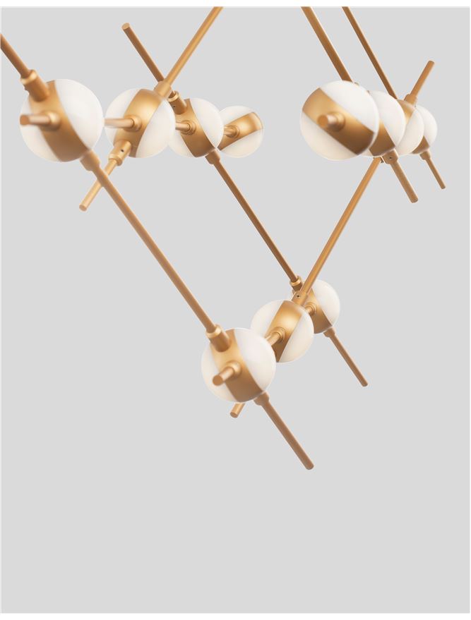 ATO Gold Metal & Acrylic 14 Lamp Molecule Pendant With Remote Control - ID 10076