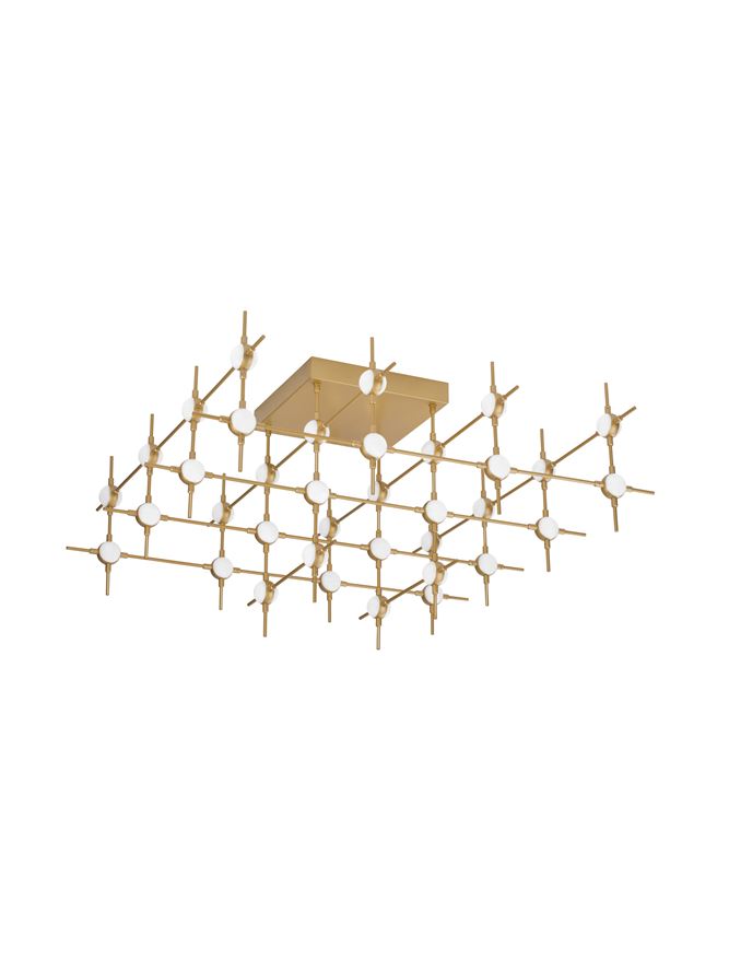 ATO Gold Metal & Acrylic 36 Lamp Molecule Semi Flush Ceiling Light With Remote Control - ID 10080