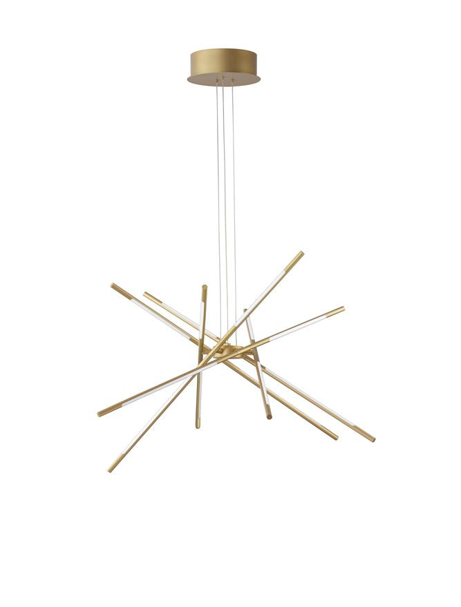 RAC Gold Metal & Acrylic Tubular 12 Lamp Adjustable Pendant With Remote Control - ID 10099