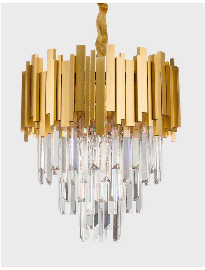 GRA Gold Metal & Crystal Contemporary Chandelier Small - ID 10476