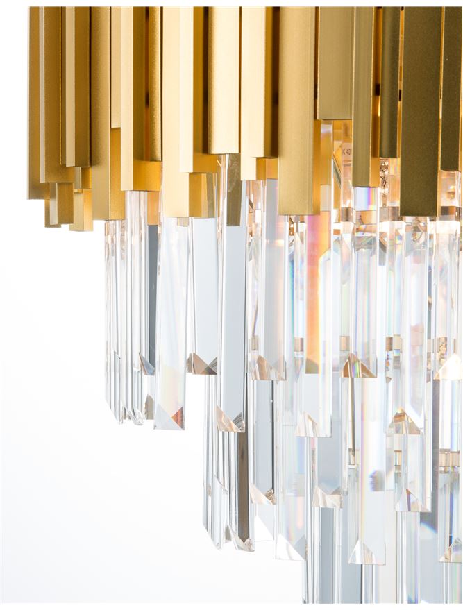 GRA Gold Metal & Crystal Contemporary Chandelier Small - ID 10476