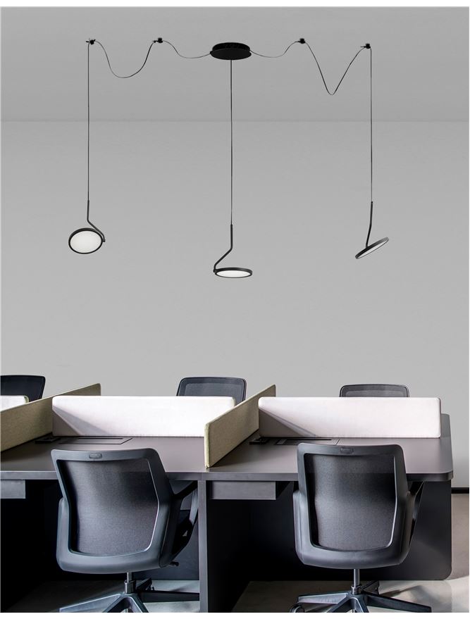 LUC Sandy Black Aluminium & Acrylic Tripple String Pendant - ID 10147
