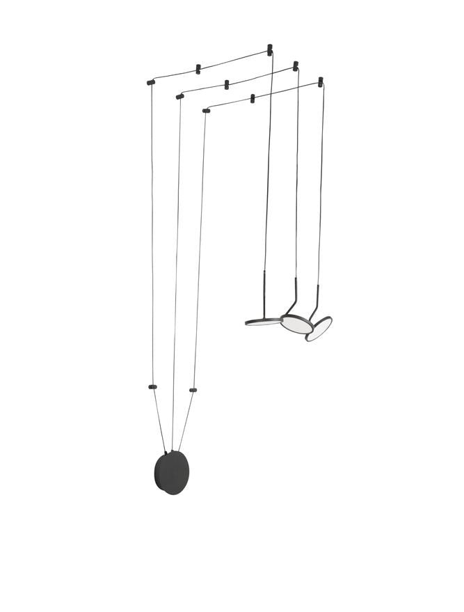 LUC Sandy Black Aluminium & Acrylic Tripple String Pendant - ID 10147