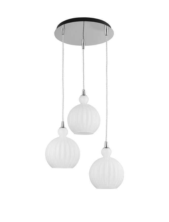 ODE Opal Glass & Chrome Aluminium Finish Multiple Drop Pendant - ID 10020