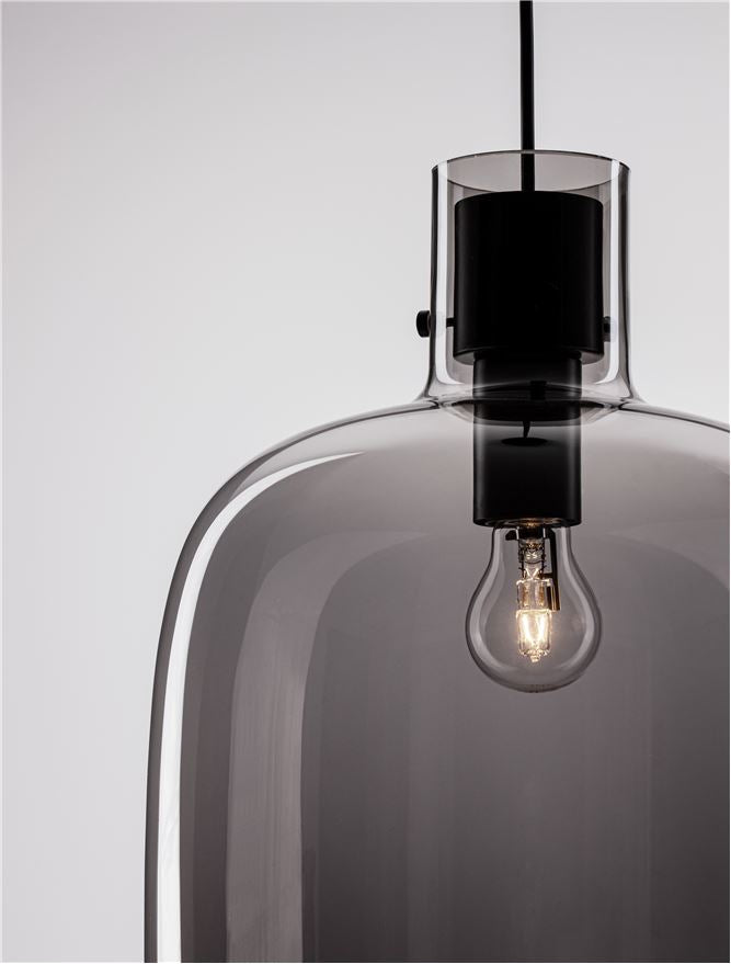 CIN Smoked Glass & Brass Black Large Single Pendant - ID 11805