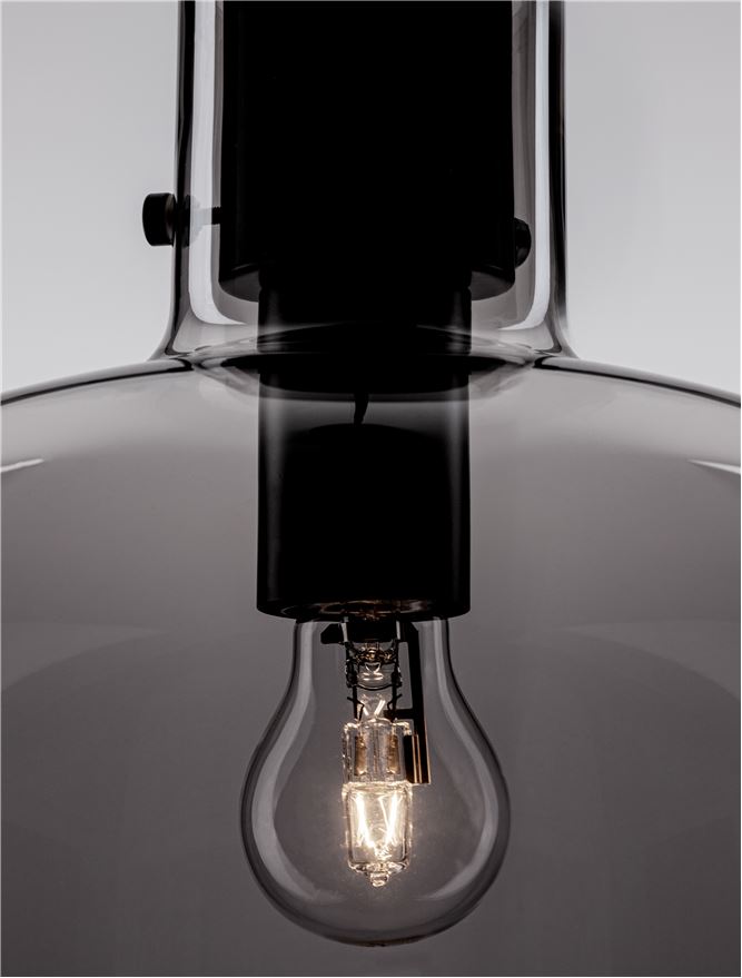 CIN Smoked Glass & Brass Black Large Single Pendant - ID 11805