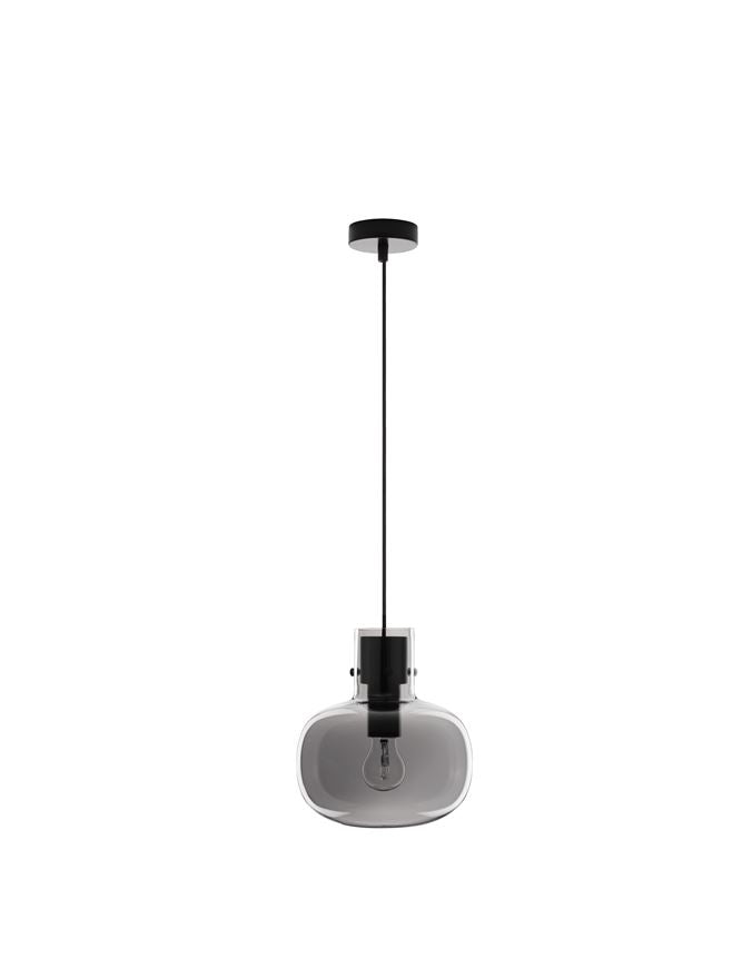CIN Smoked Glass & Black Metal Single Pendant - ID 11806