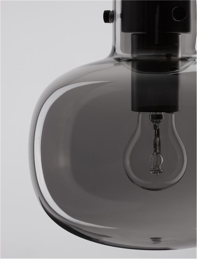 CIN Smoked Glass & Black Metal Single Pendant - ID 11806