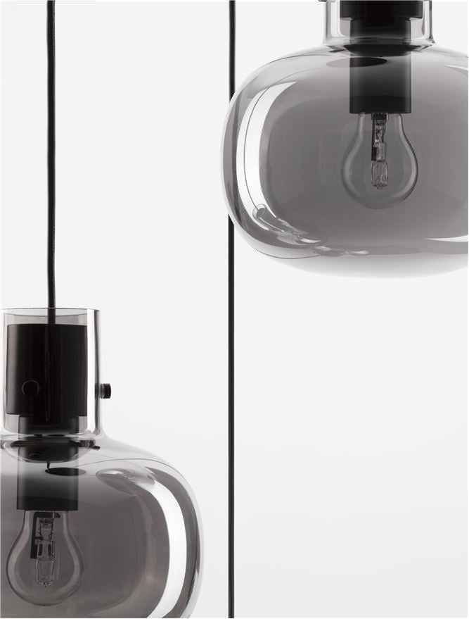 CIN Smoked Glass & Black Metal 3 Lamp Multi Pendant - ID 11807
